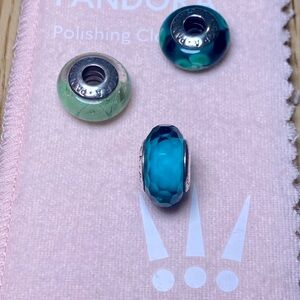 Pandora Blue and Green Charm Bracelet Beads